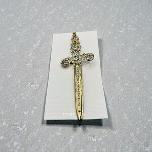 Gold and Silver Jeweled Sword Brooch